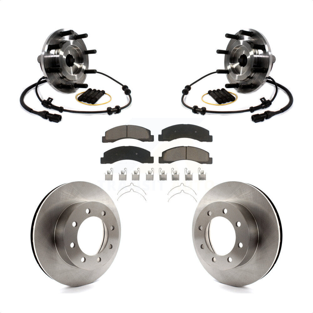 Hub Bearing Assembly Brake Rotor And Pad Front Kit For Ford F-250 Super Duty RWD