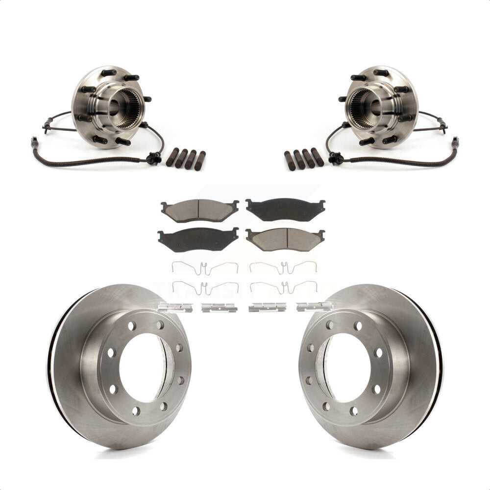 Hub Bearing Assembly Disc Brake Rotor & Pads Front Kit For Ford F-550 Super Duty