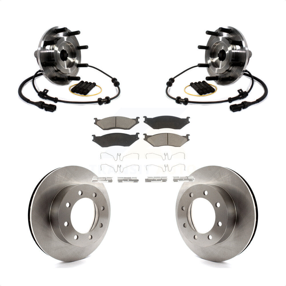 Hub Bearing Assembly Brake Rotor & Pad Front Kit For Ford F-550 Super Duty F-450