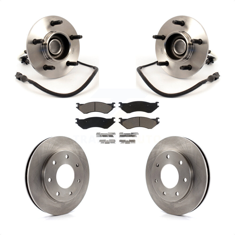 Hub Bearing Brake Rotor & Pad Front Kit For 1999 Ford F-150 4WD with 4-Wheel ABS