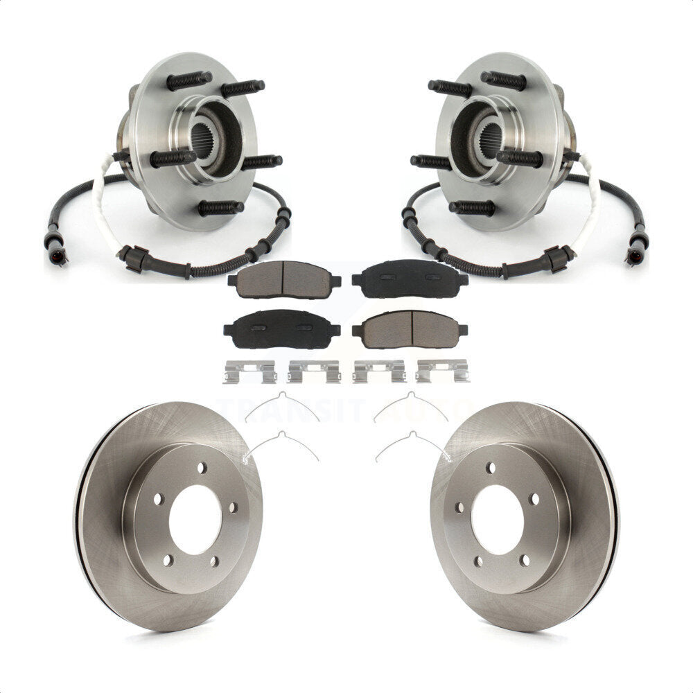 Hub Bearing Brake Rotor & Pad Front Kit For 2004 Ford F-150 4WD with 4-Wheel ABS