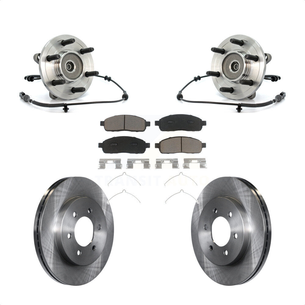 Hub Bearing Assembly Disc Brake Rotors And Pads Front Kit For Ford F-150 4WD