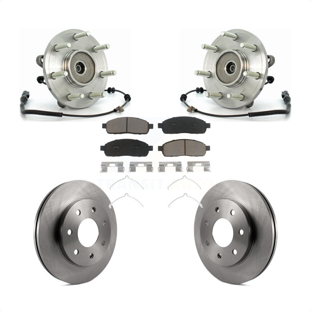 Hub Bearing Disc Brake Rotor & Pads Front Kit For Ford F-150 Lincoln Mark LT 4WD