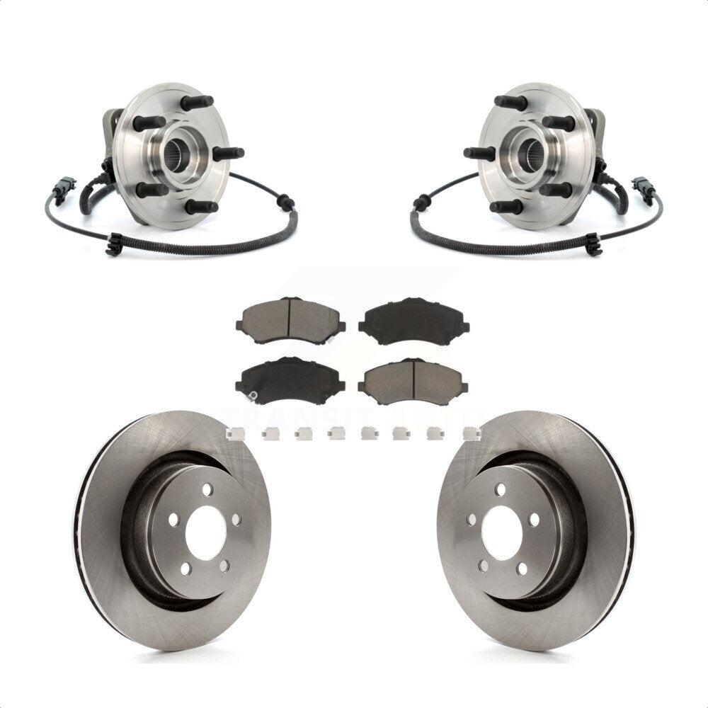 Hub Bearing Assembly Disc Brake Rotor Pad Front Kit For Jeep Liberty Dodge Nitro