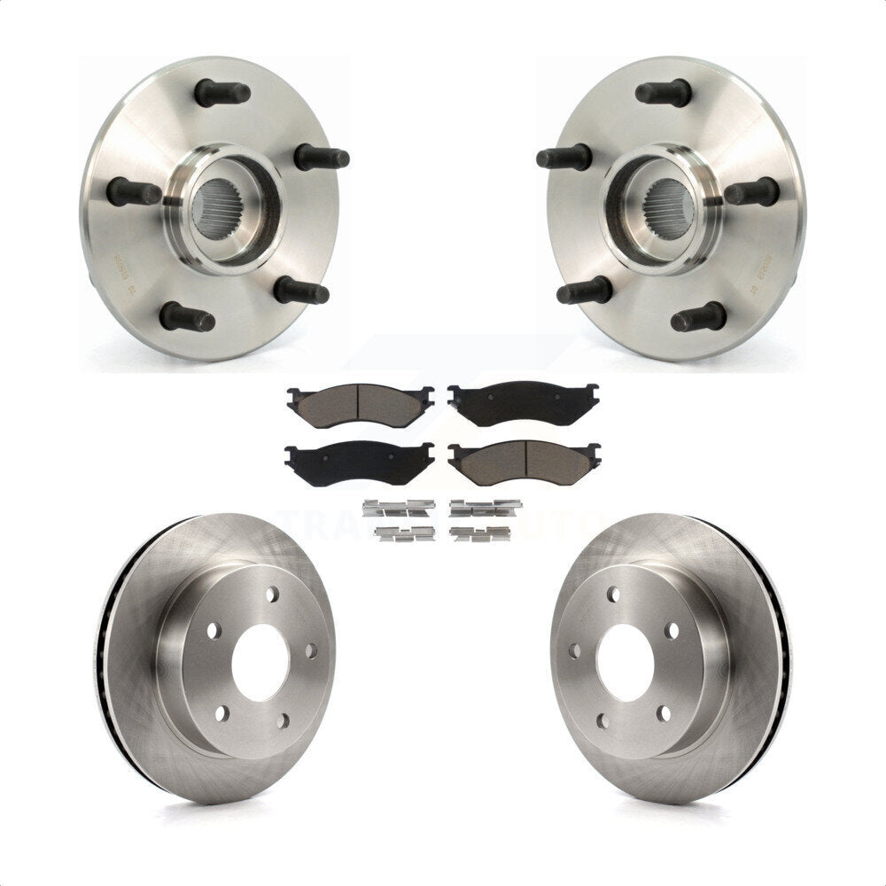 Hub Bearing Brake Rotor & Pads Front Kit For Dodge Ram 1500 4WD with 2-Wheel ABS