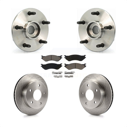 Hub Bearing Brake Rotor & Pads Front Kit For Dodge Ram 1500 4WD with 2-Wheel ABS