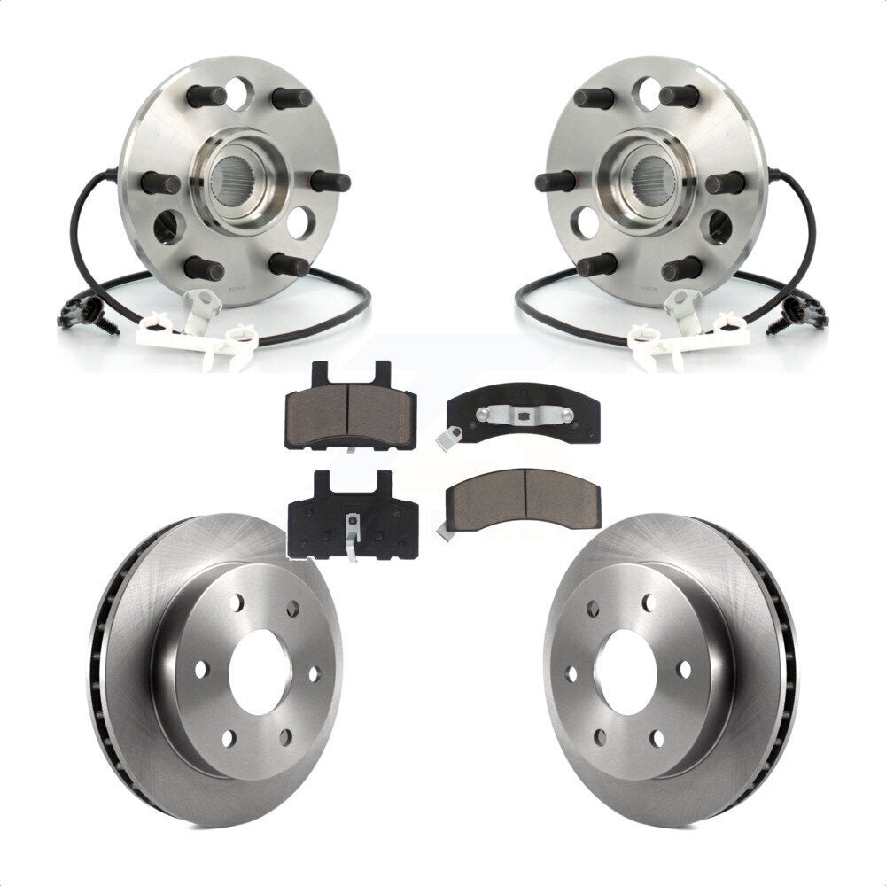 Hub Bearing Disc Brake Rotor & Pad Front Kit For Chevrolet GMC Tahoe Yukon K2500