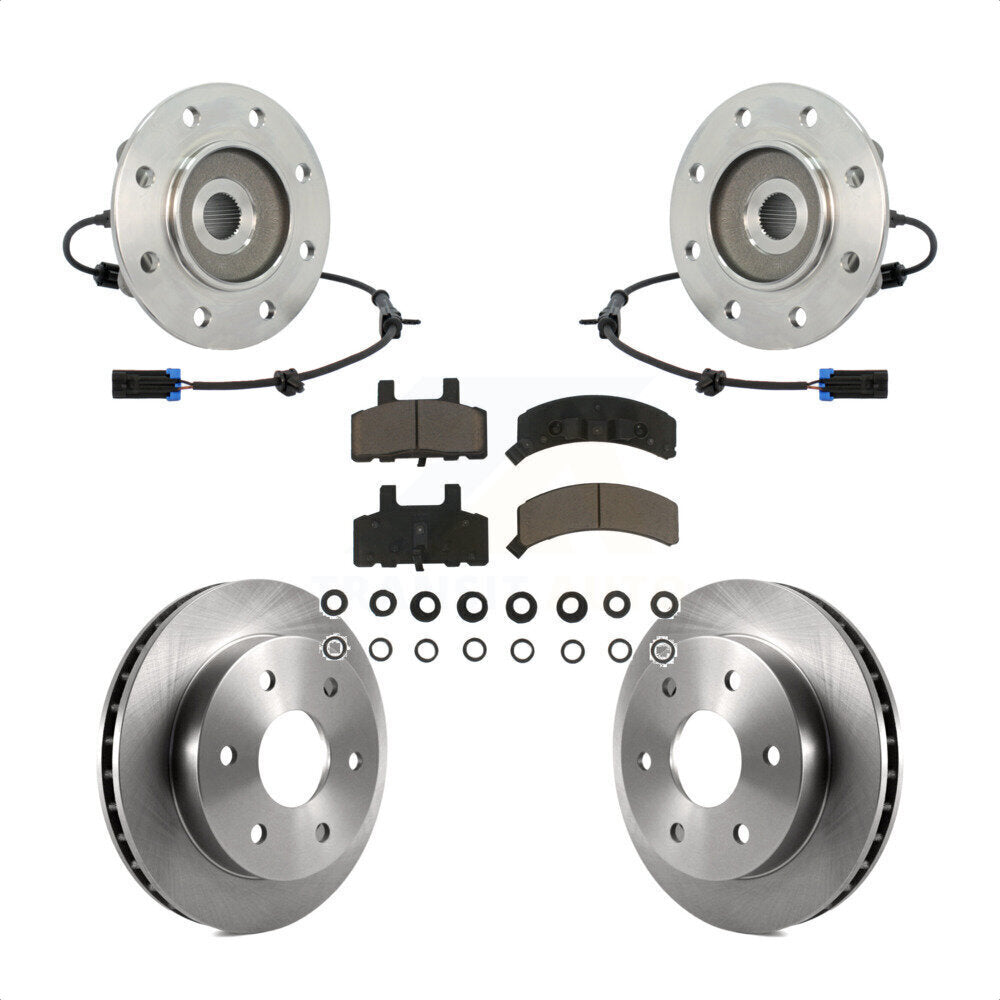 Hub Bearing Assembly Brake Rotor And Pad Front Kit For K1500 Chevrolet GMC Yukon