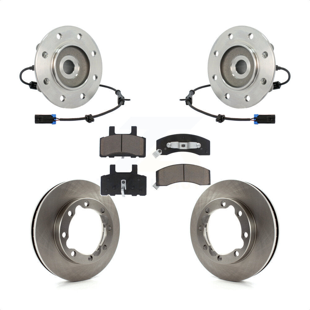 Hub Bearing Assembly Disc Brake Rotor And Pads Front Kit For K3500 Chevrolet GMC