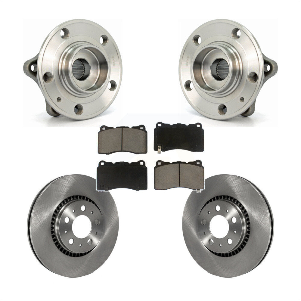 Hub Bearing Assembly Disc Brake Rotor & Pads Front Kit For 2005-2007 Volvo V70 R