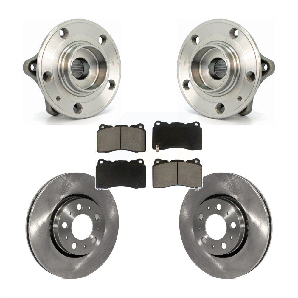 Hub Bearing Assembly Disc Brake Rotor & Pads Front Kit For 2005-2007 Volvo V70 R