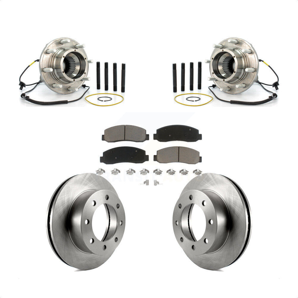 Hub Bearing Assembly Disc Brake Rotor & Pads Front Kit For Ford F-250 Super Duty