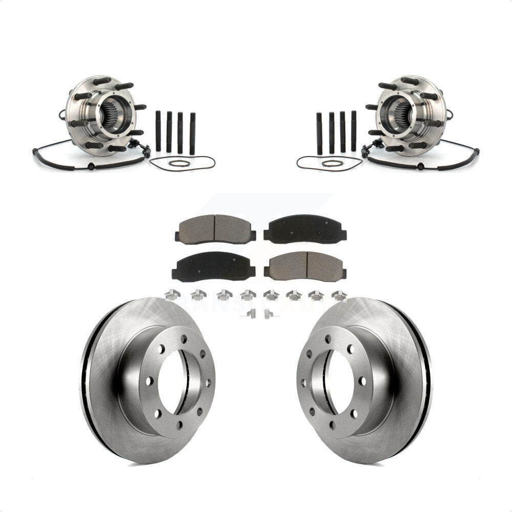 Hub Bearing Assembly Brake Rotor & Pad Front Kit For Ford F-250 Super Duty F-350