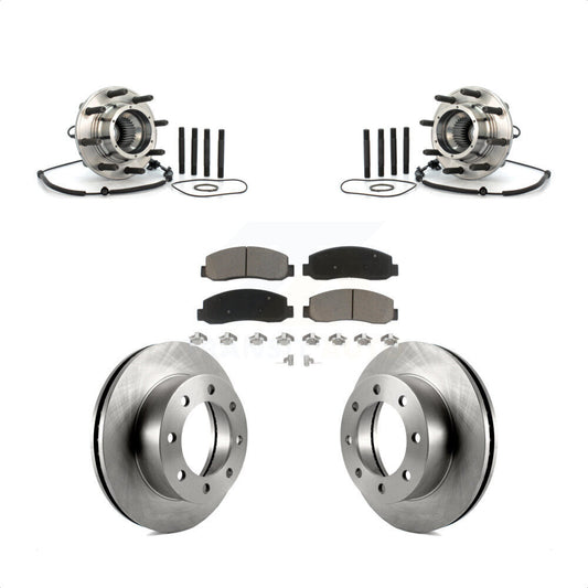 Hub Bearing Assembly Brake Rotor & Pad Front Kit For Ford F-250 Super Duty F-350