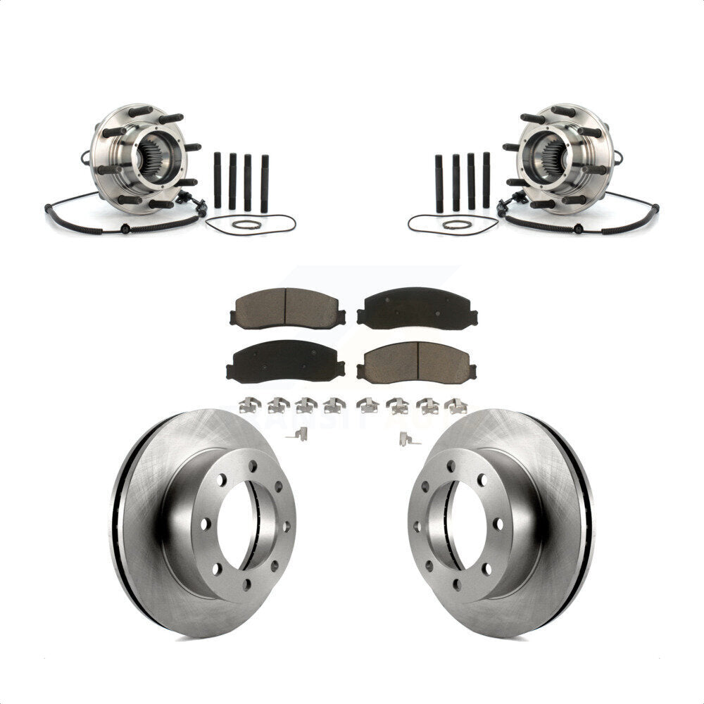 Hub Bearing Brake Rotor & Pads Front Kit For 2008-2010 Ford F-350 Super Duty 4WD