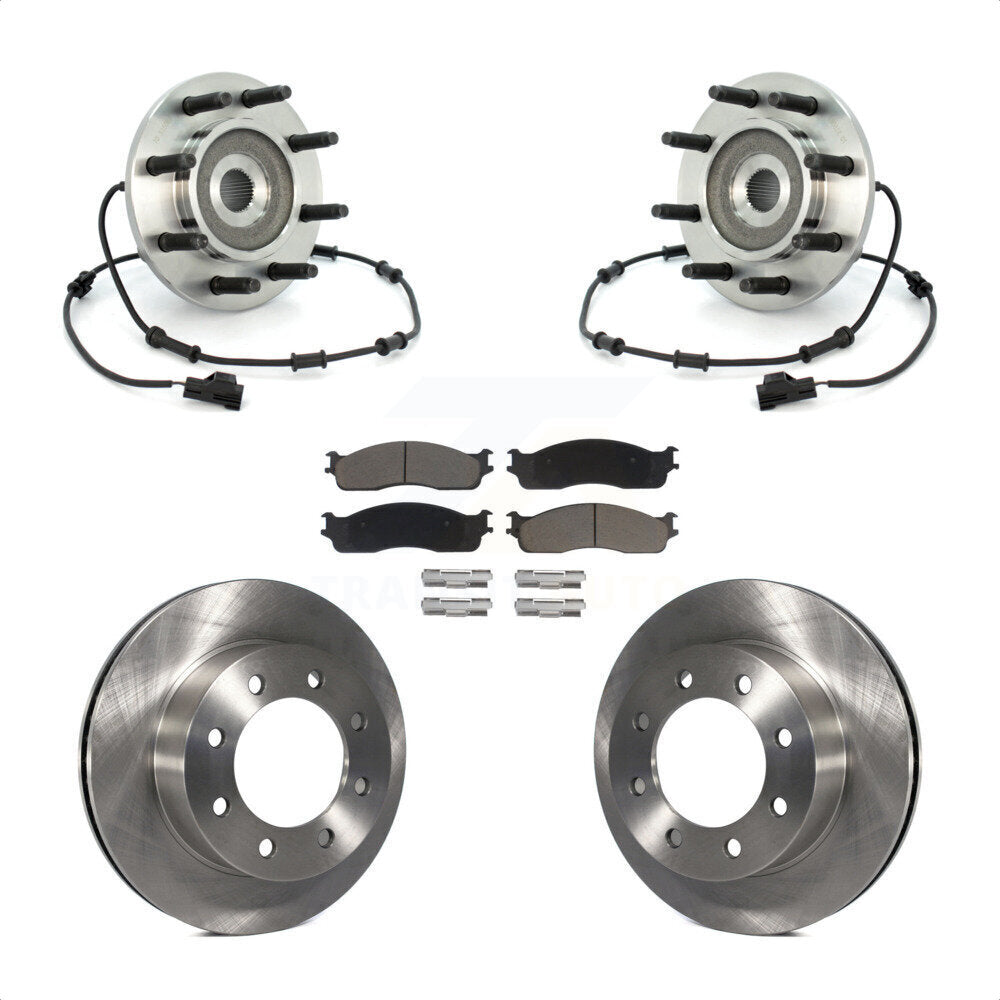 Hub Bearing Disc Brake Rotor Pad Front Kit For 2003-2005 Dodge Ram 2500 3500 4WD