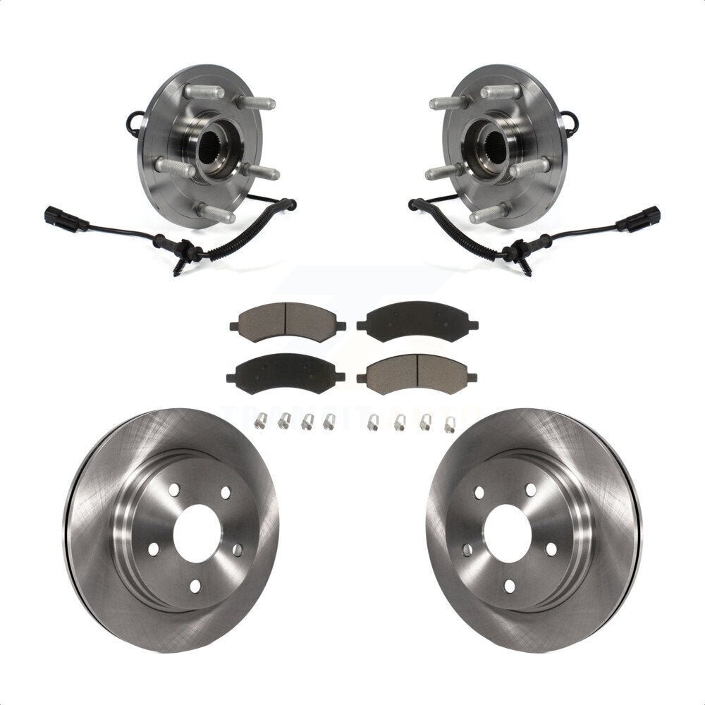Hub Bearing Assembly Disc Brake Rotor And Pad Front Kit For Ram 1500 Classic 4WD