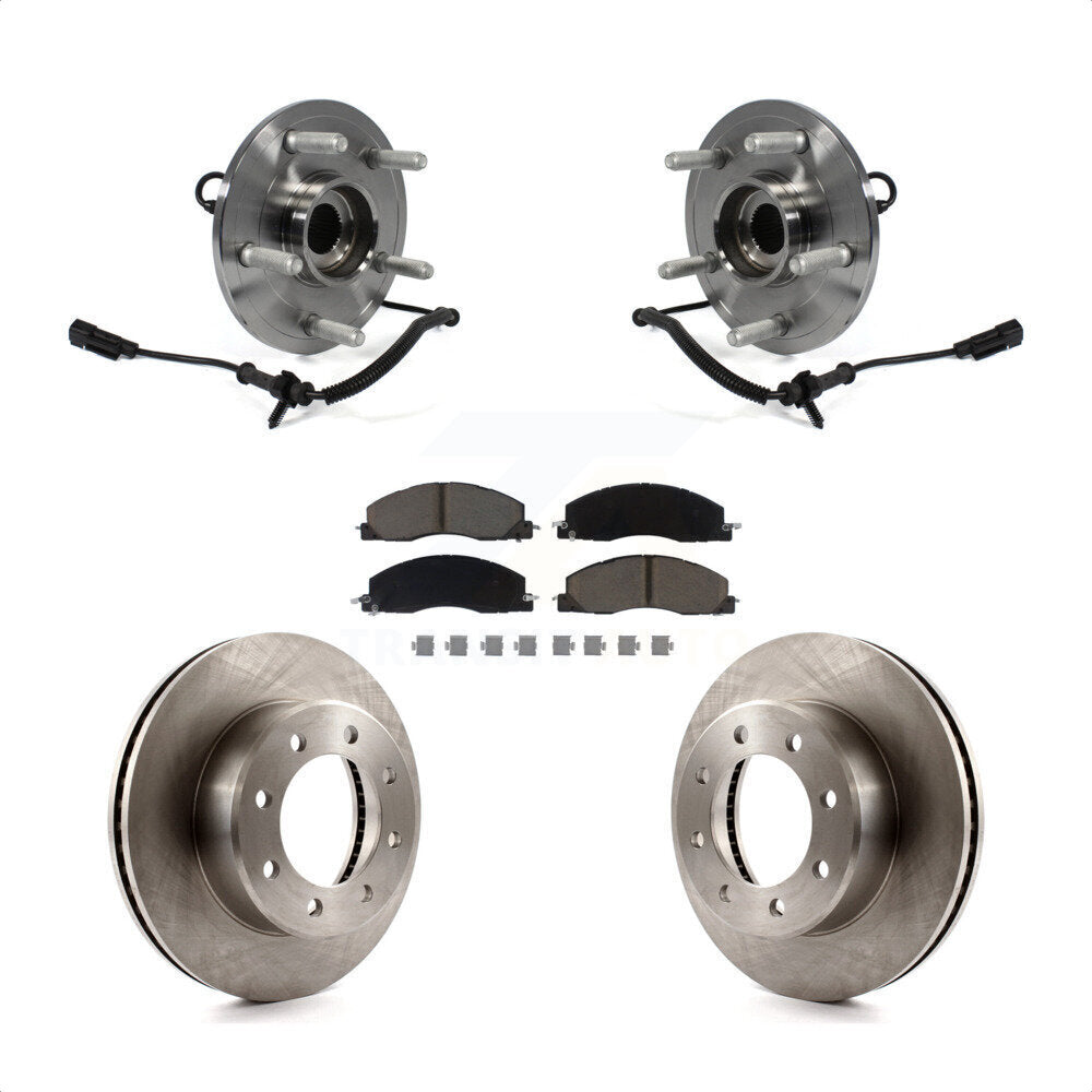 Hub Bearing Brake Rotor & Pads Front Kit For 2012 Ram 1500 4WD With 8 Lug Wheels