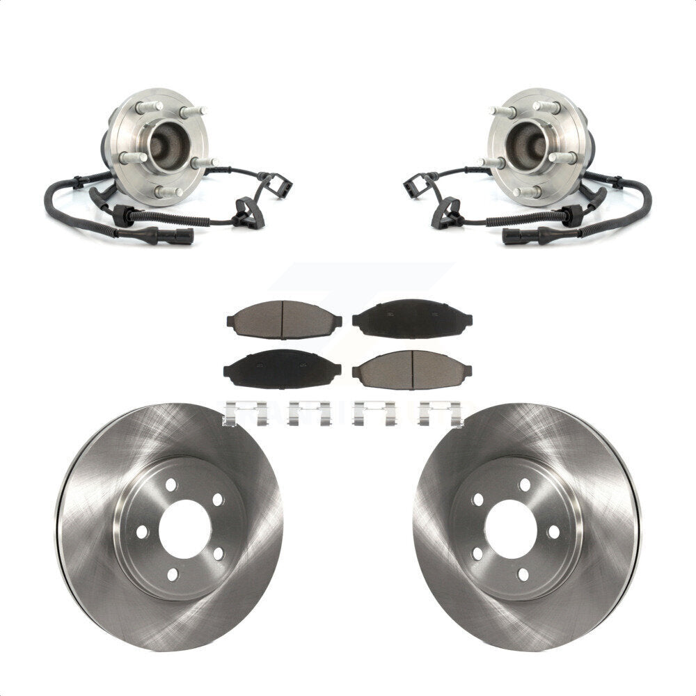 Hub Bearing Brake Rotor & Pad Front Kit For Ford Crown Victoria Lincoln Town Car