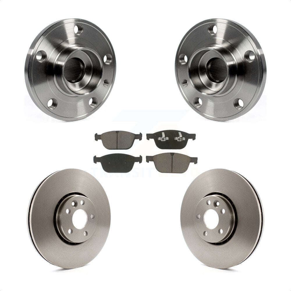 Hub Bearing Assembly Disc Brake Rotor And Pad Front Kit For 2010-2015 Volvo XC60