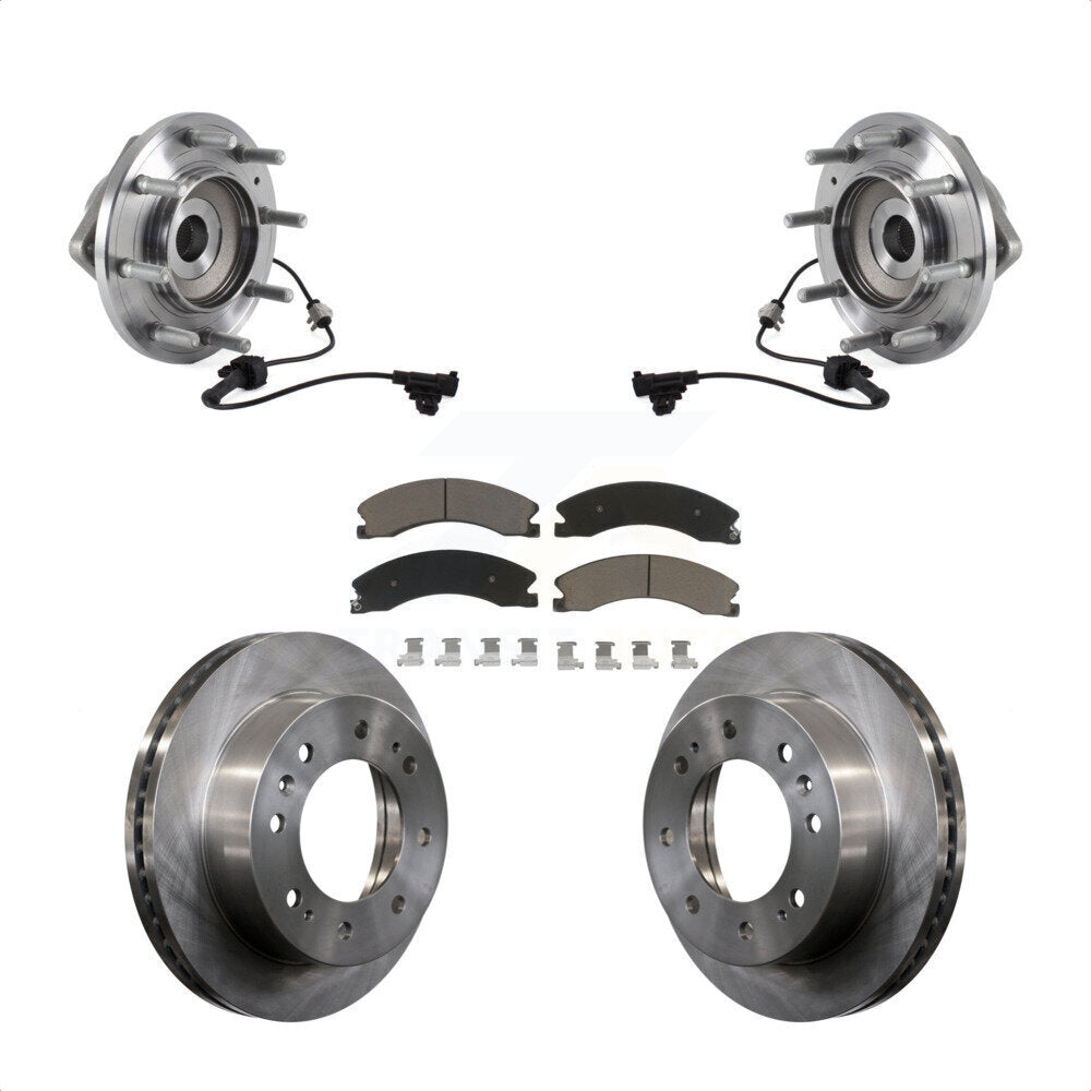 Hub Bearing Brake Rotor Pad Front Kit For GMC Sierra 3500 HD Chevrolet Silverado