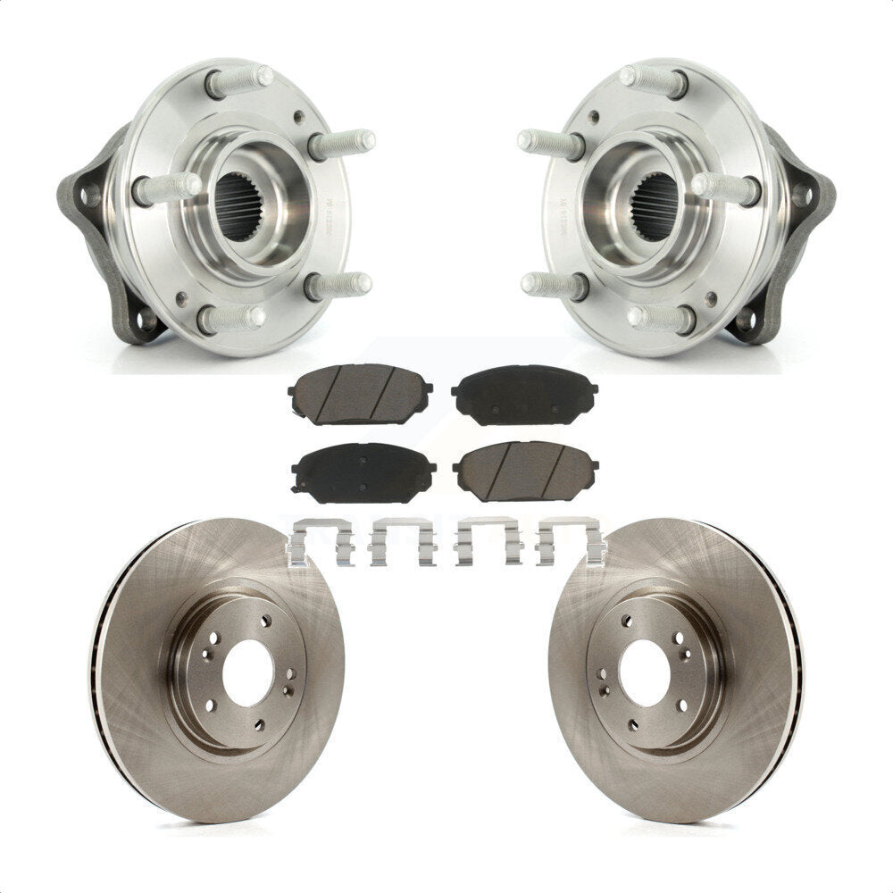 Hub Bearing Assembly Brake Rotor & Pads Front Kit For 2007-2012 Hyundai Veracruz