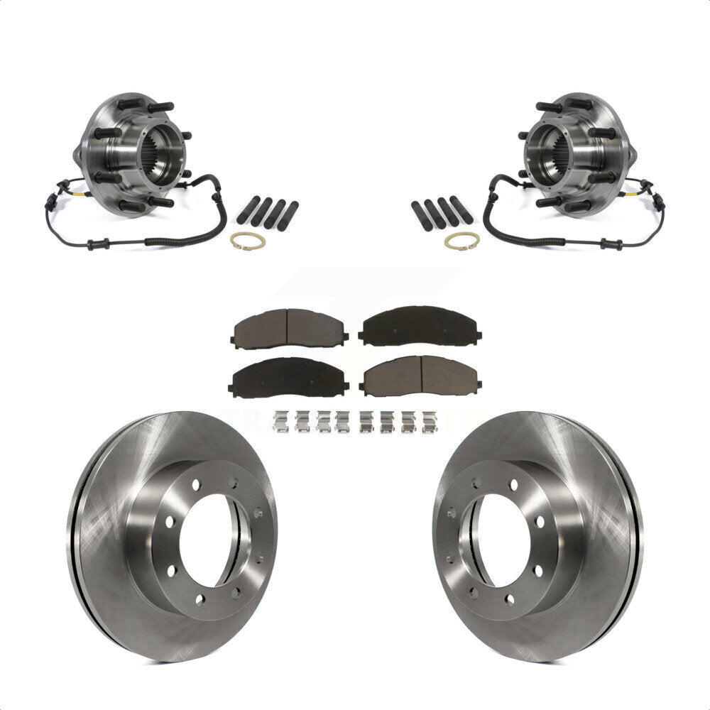 Hub Bearing Disc Brake Rotor & Pads Front Kit For 2014 Ford F-350 Super Duty 4WD