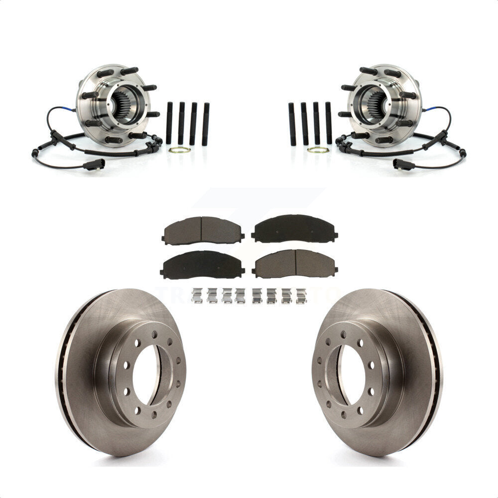 Hub Bearing Disc Brake Rotor & Pads Front Kit For 2013 Ford F-250 Super Duty 4WD