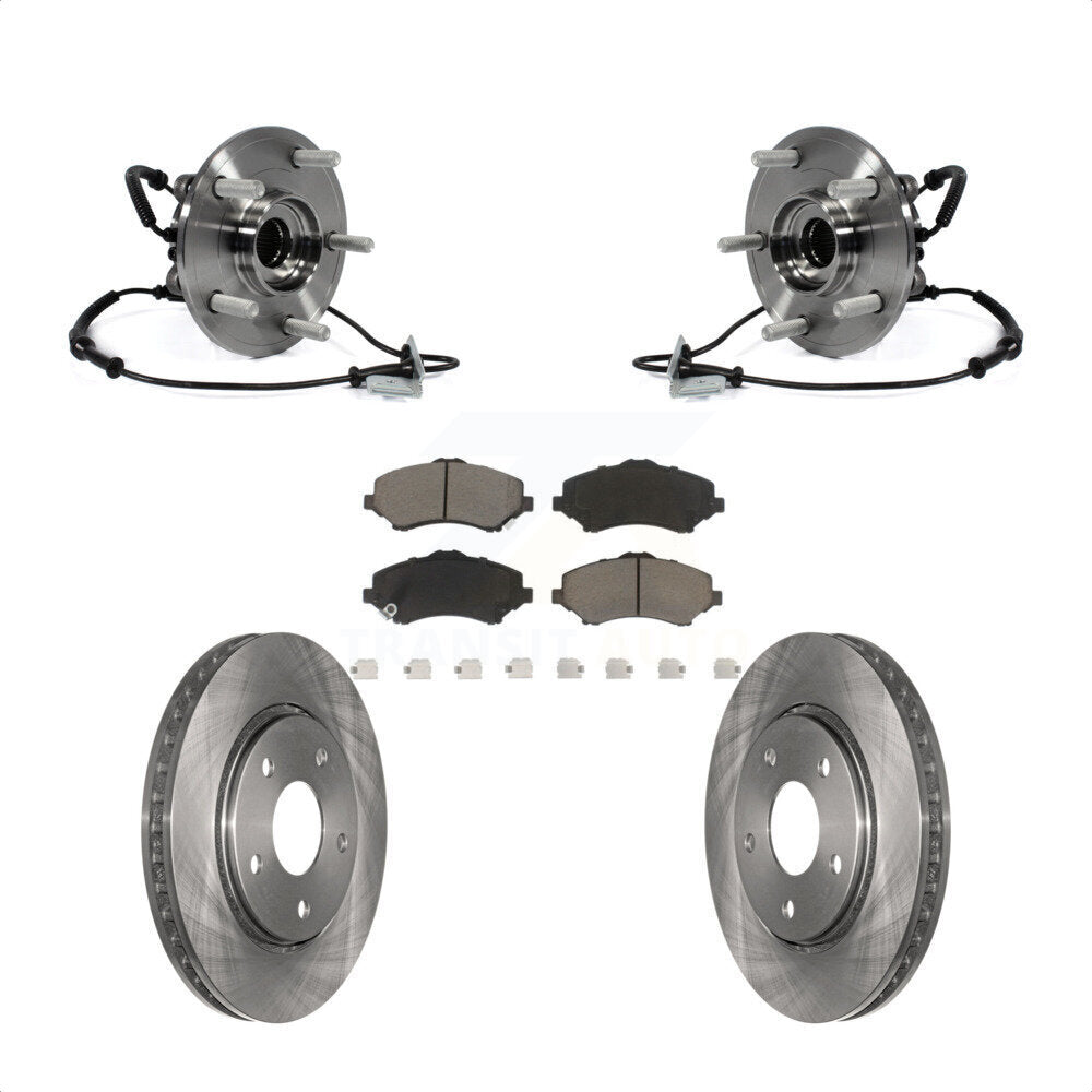 Hub Bearing Brake Rotor & Pads Front Kit For Dodge Grand Caravan Chrysler Town