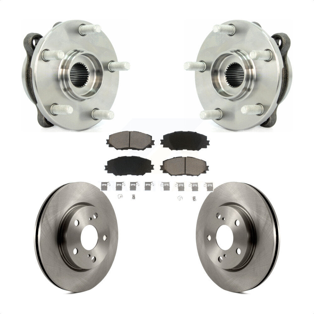 Hub Bearing Assembly Disc Brake Rotor Pad Front Kit For 2013-2018 Toyota RAV4 LE