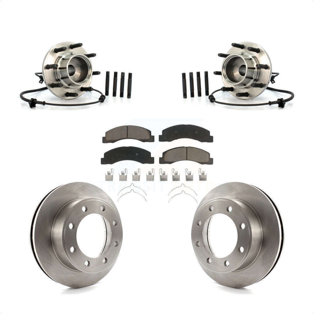 Hub Bearing Assembly Brake Rotor Pads Front Kit For 2001-2005 Ford Excursion 4WD