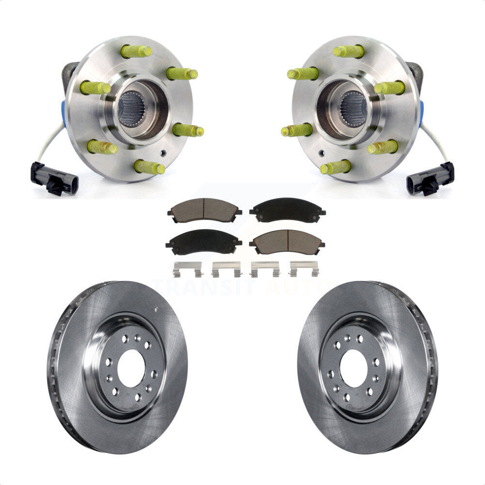 Hub Bearing Assembly Brake Rotor & Pads Front Kit For 2004-2009 Cadillac SRX AWD