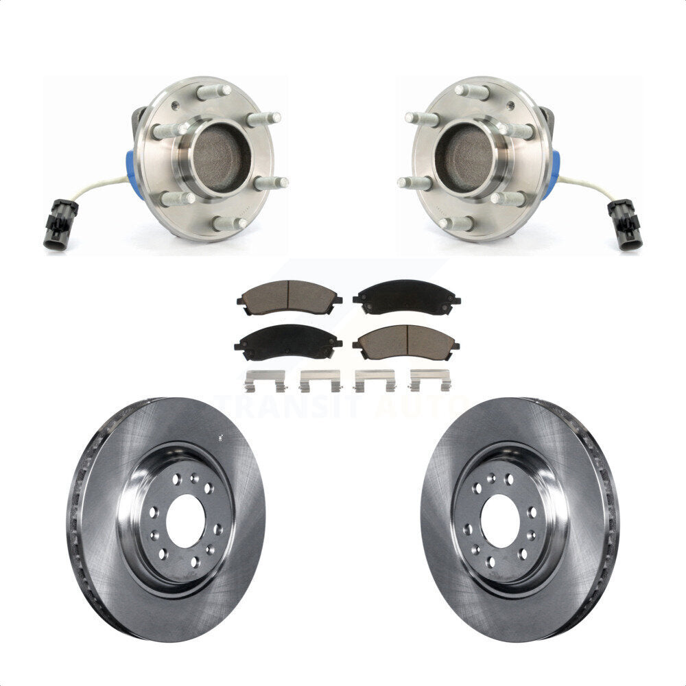 Hub Bearing Assembly Brake Rotor & Pads Front Kit For 2004-2009 Cadillac SRX RWD