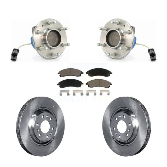 Hub Bearing Assembly Brake Rotor & Pads Front Kit For 2004-2009 Cadillac SRX RWD