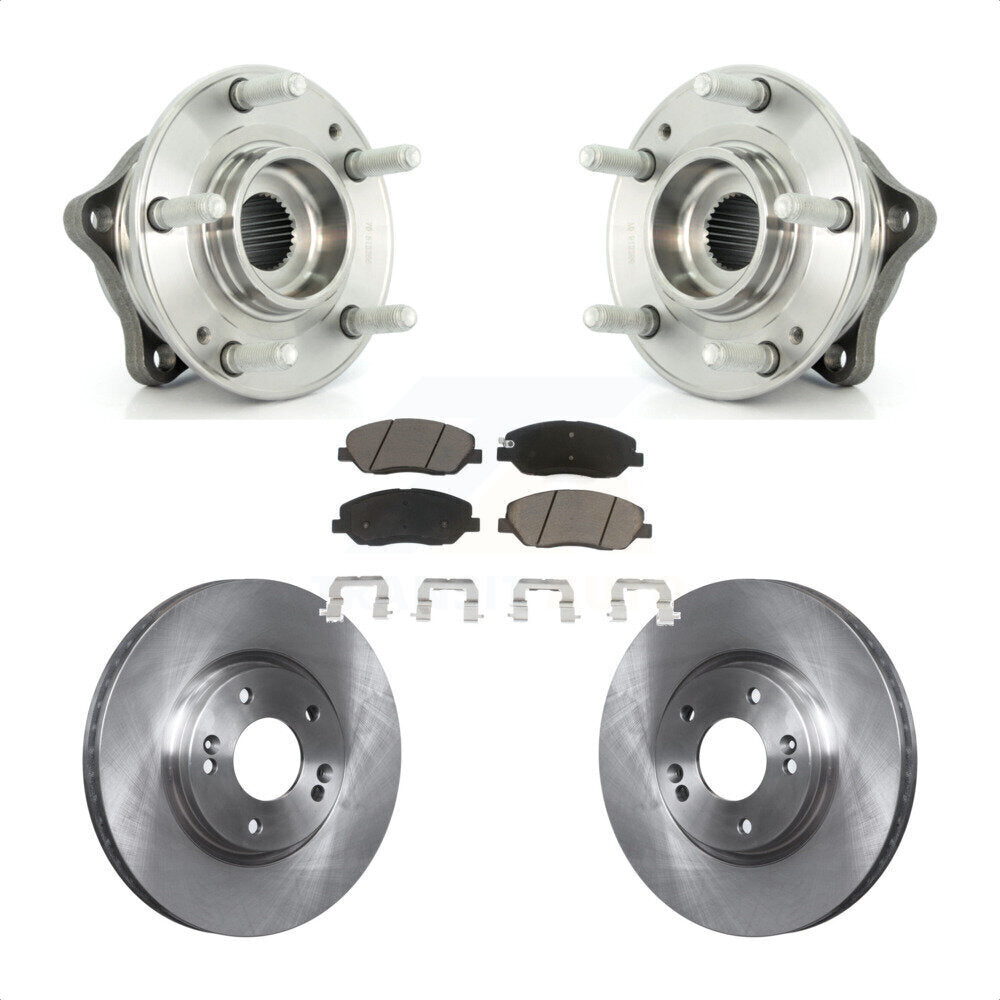 Hub Bearing Assembly Brake Rotor & Pads Front Kit For 2007-2009 Hyundai Santa Fe