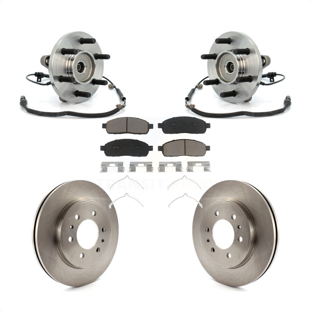 Hub Bearing Assembly Disc Brake Rotor And Pads Front Kit For 2009 Ford F-150 4WD