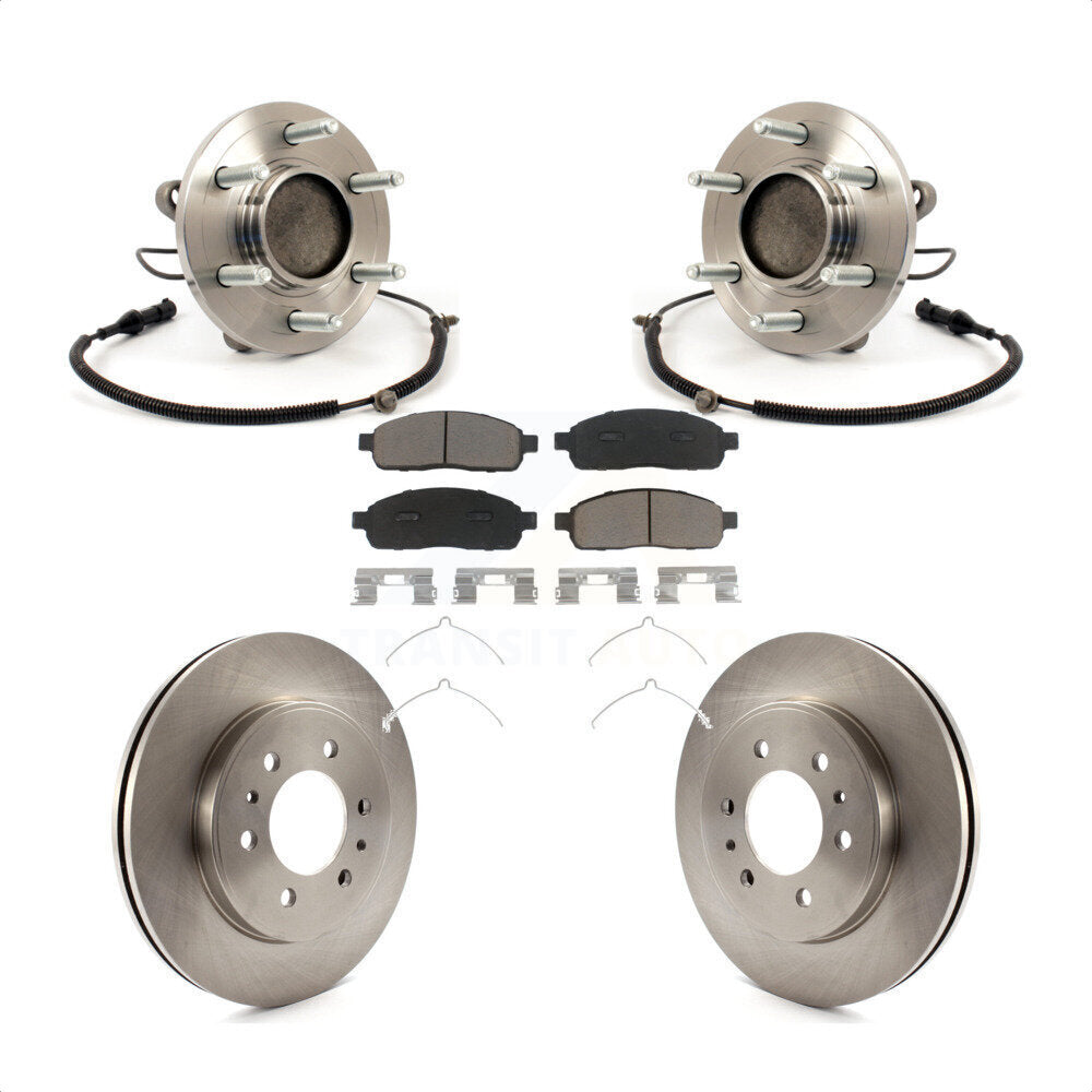 Hub Bearing Assembly Disc Brake Rotor And Pads Front Kit For 2009 Ford F-150 RWD