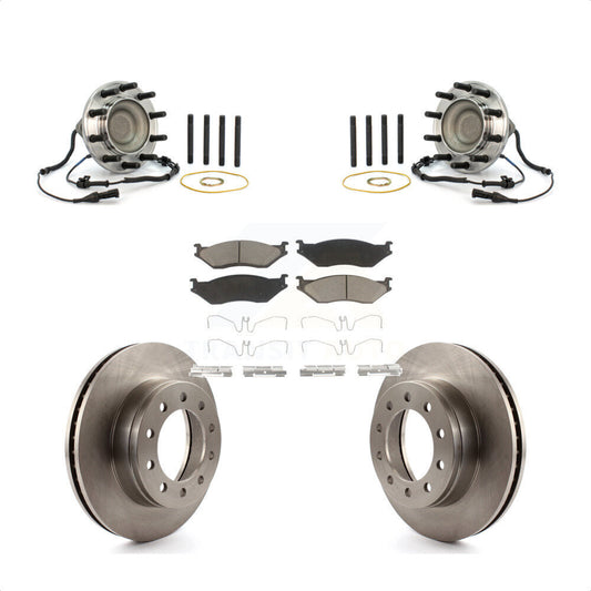 Hub Bearing Assembly Brake Rotor & Pad Front Kit For Ford F-550 Super Duty F-450