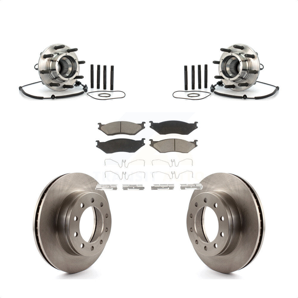 Hub Bearing Disc Brake Rotor Pads Front Kit For 2010 Ford F-550 Super Duty 4 X
