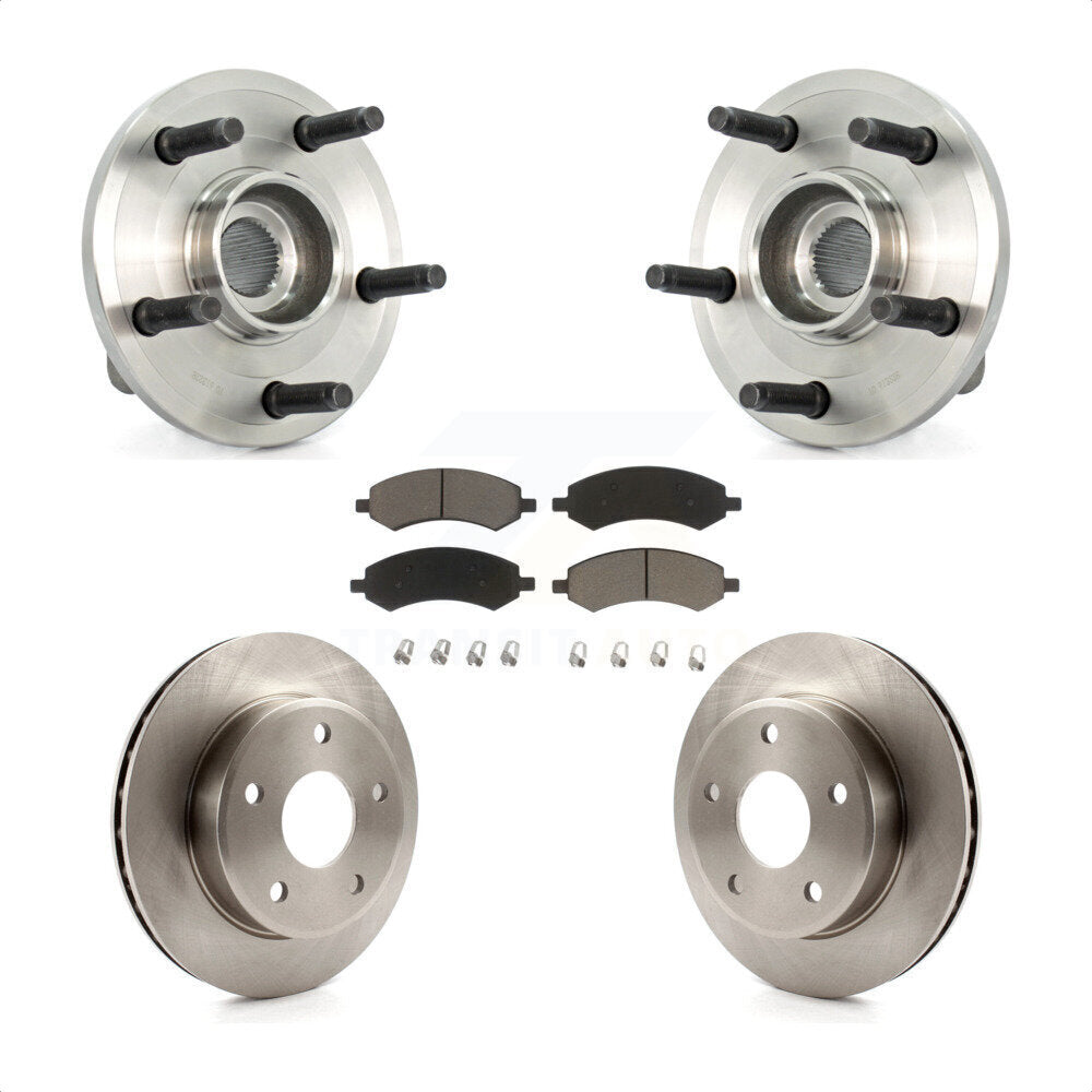 Hub Bearing Disc Brake Rotor & Pads Front Kit For Dodge Dakota Mitsubishi Raider