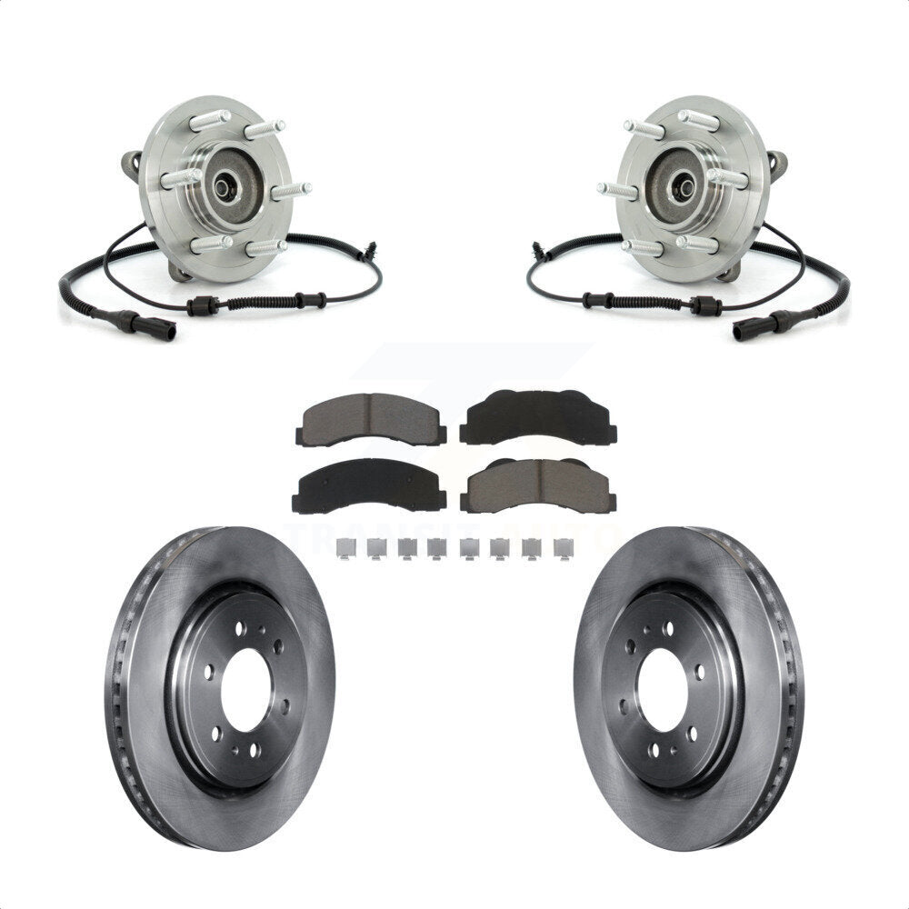 Hub Bearing Brake Rotor Pads Front Kit For Ford Expedition Lincoln Navigator 4WD
