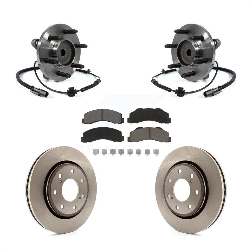 Hub Bearing Brake Rotor Pad Front Kit For 11-14 Ford F-150 RWD With 7 Lug Wheels