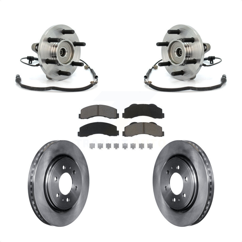 Hub Bearing Assembly Disc Brake Rotors And Ceramic Pads Front Kit For Ford F-150