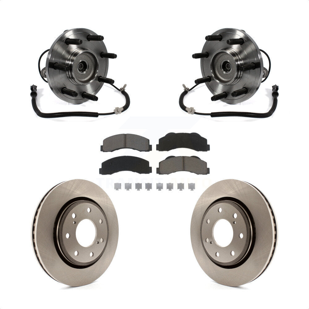 Hub Bearing Assembly Disc Brake Rotors And Ceramic Pads Front Kit For Ford F-150