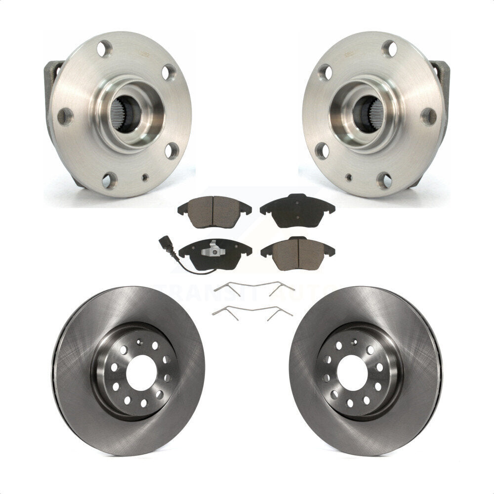 Hub Bearing Brake Rotor Pads Front Kit For Volkswagen GTI 3 Bolt Mounting Flange