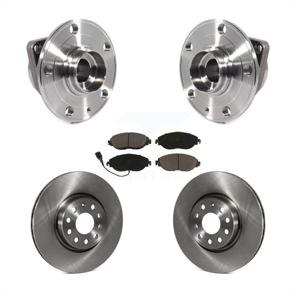 Hub Bearing Assembly Disc Brake Rotor & Pads Front Kit For Volkswagen GTI Arteon