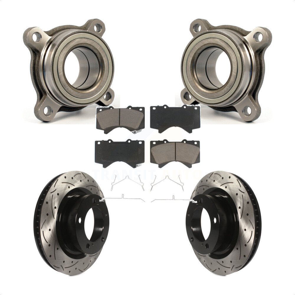 Wheel Bearing Drilled Slot Brake Rotor & Pad Front Kit For Toyota Tundra Sequoia