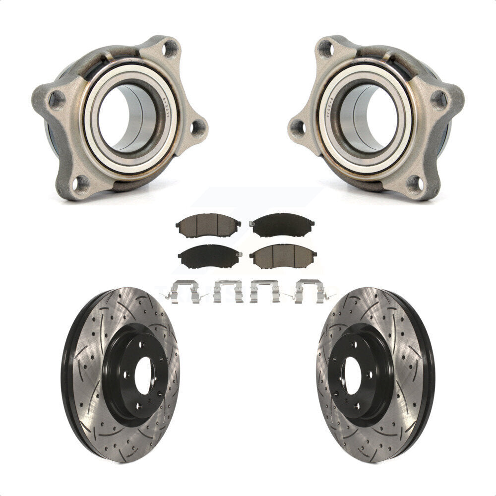 Wheel Bearing Drilled Slot Brake Rotor & Pad Front Kit For 2006 INFINITI G35 AWD