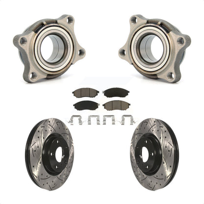 Wheel Bearing Drilled Slot Brake Rotor & Pad Front Kit For 2006 INFINITI G35 AWD