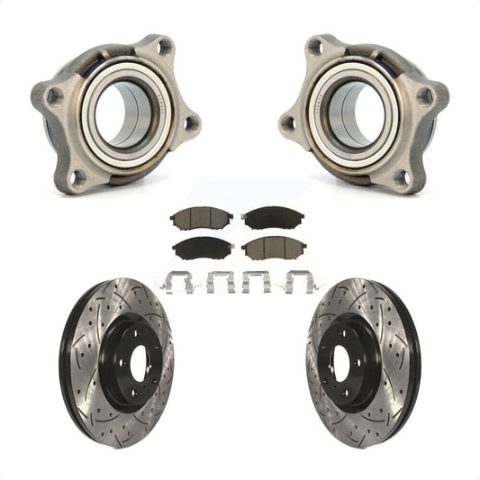 Wheel Bearing Drilled Slot Brake Rotor & Pad Front Kit For 2006 INFINITI G35 AWD
